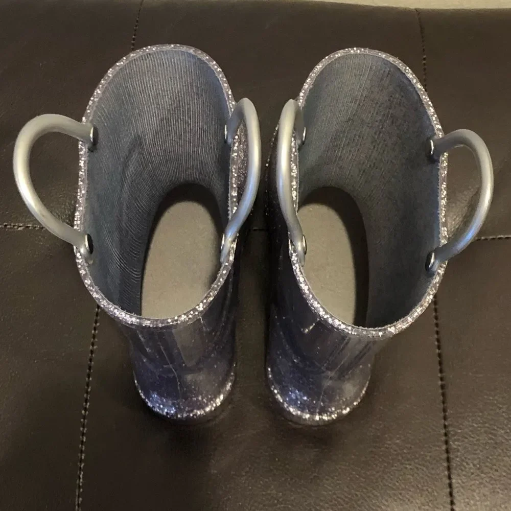 Silver glittered rain boots